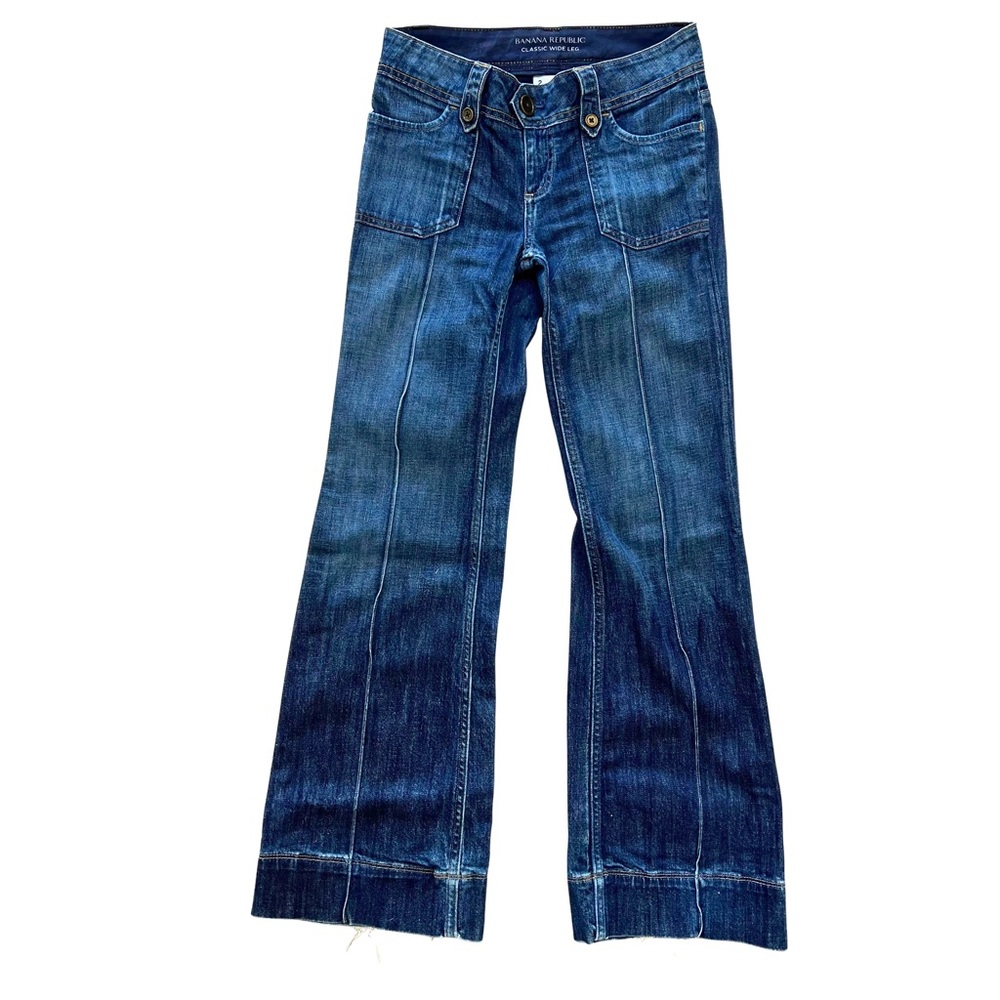 Banana Republic Dark Blue Wide-Leg Flare Jeans - Picture 4 of 16